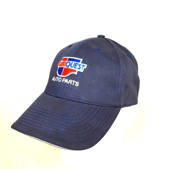 Car Quest Auto Parts Logo Hat Blue Strapback Canvas Trucker Cap Curve Bill NWOT - Picture 2 of 12